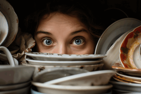 A pile of dirty plates