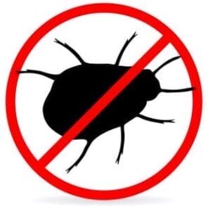 A warning or restriction, commonly used to indicate pest control, insect prevention, or anti-infestation measures.