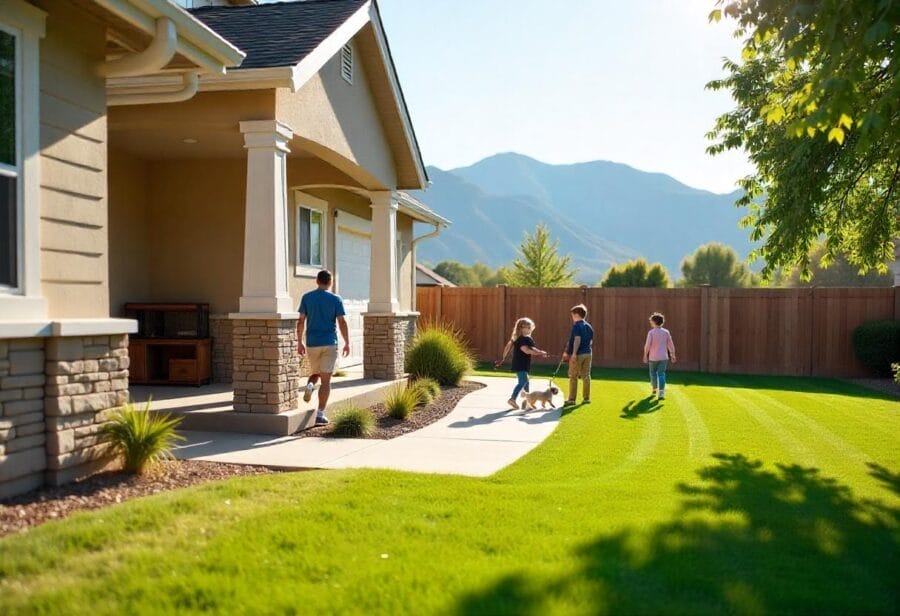 Family outside the house